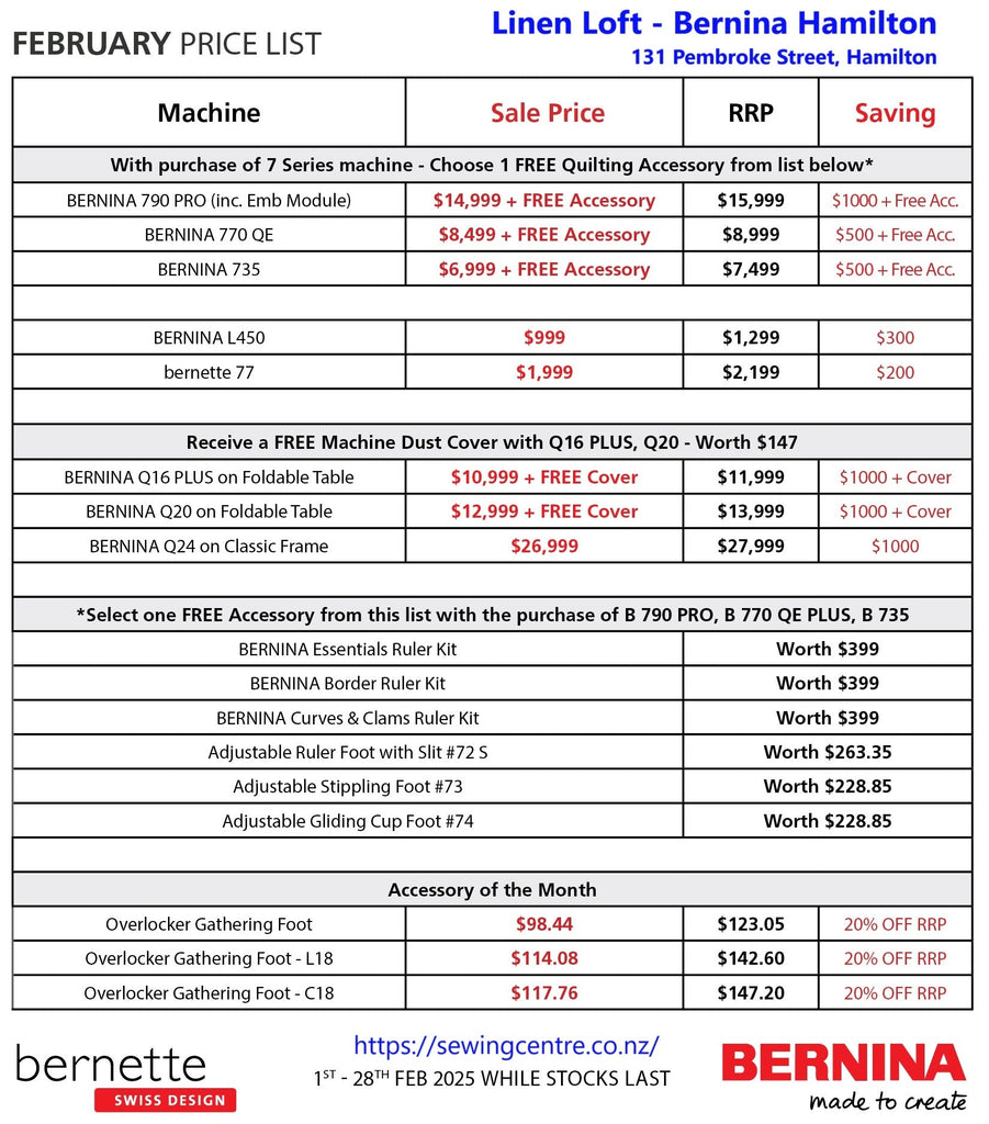 Newsletter - Linen Loft - Bernina Hamilton – 03 Feb 2025