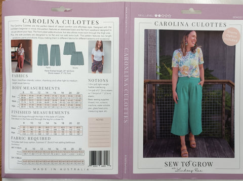 CAROLINA CULOTTES sewing pattern