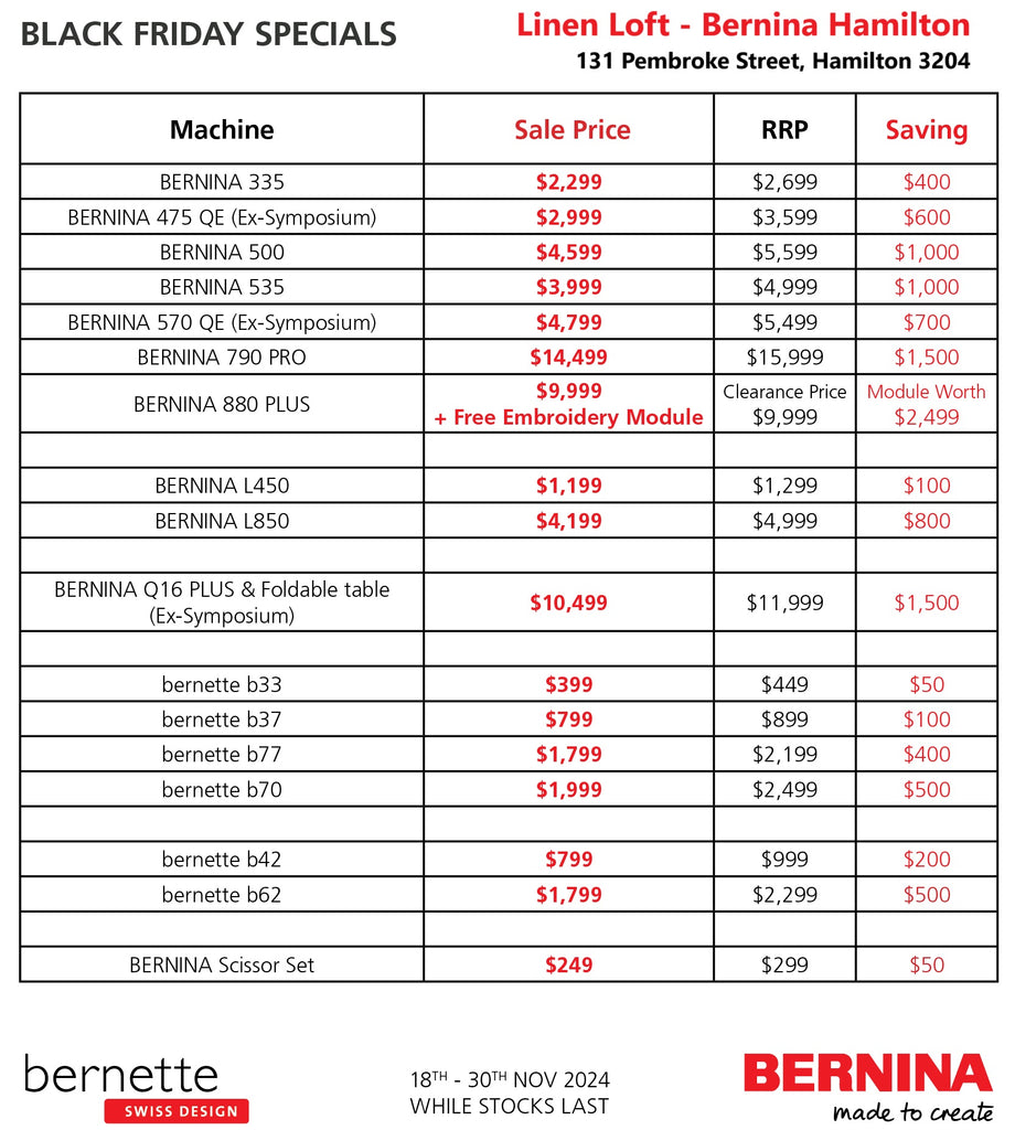 November Newsletter - Linen Loft - Bernina Hamilton – 11 Nov 2024