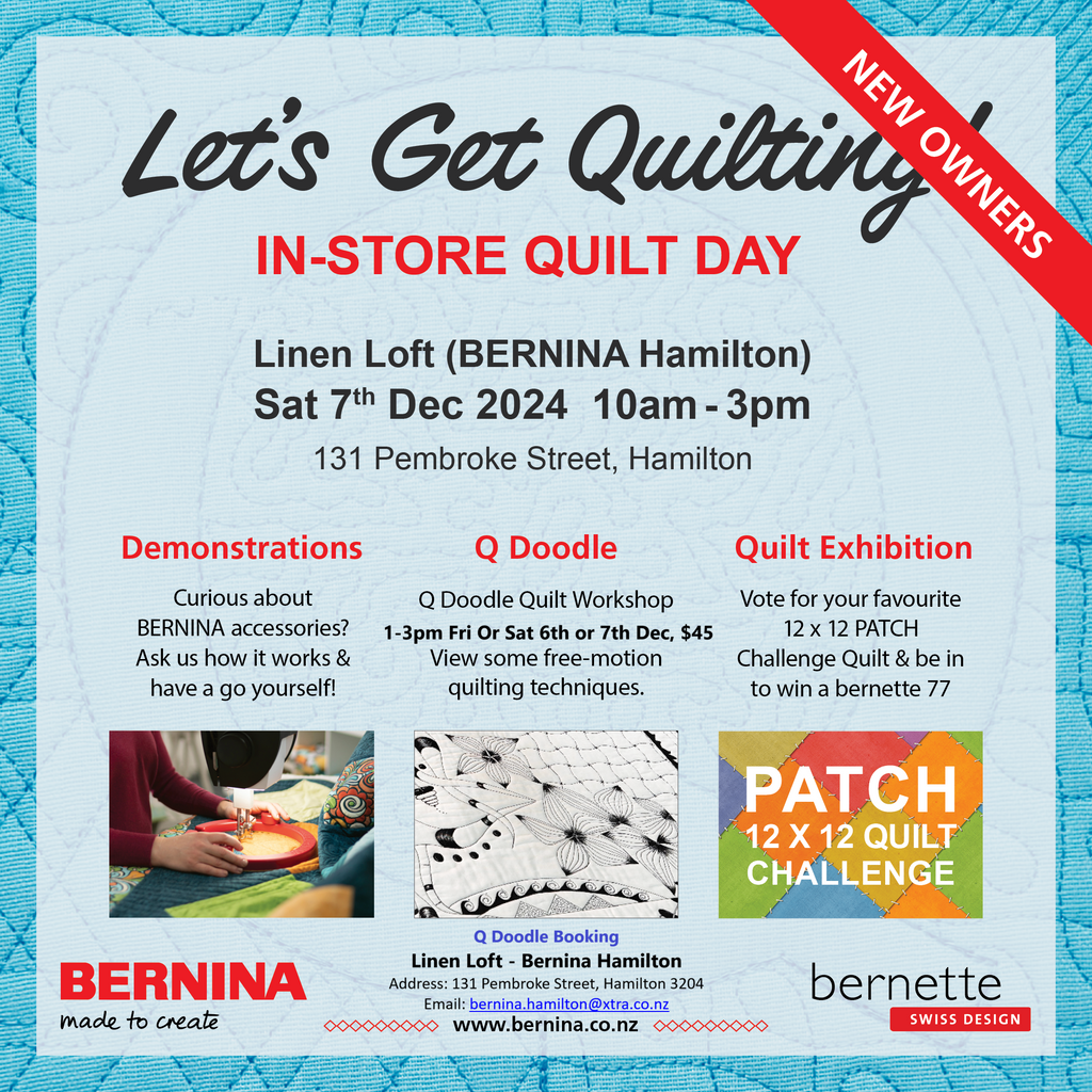 Christmas Classes - Newsletter - Linen Loft - Bernina Hamilton - 25 Nov 2024