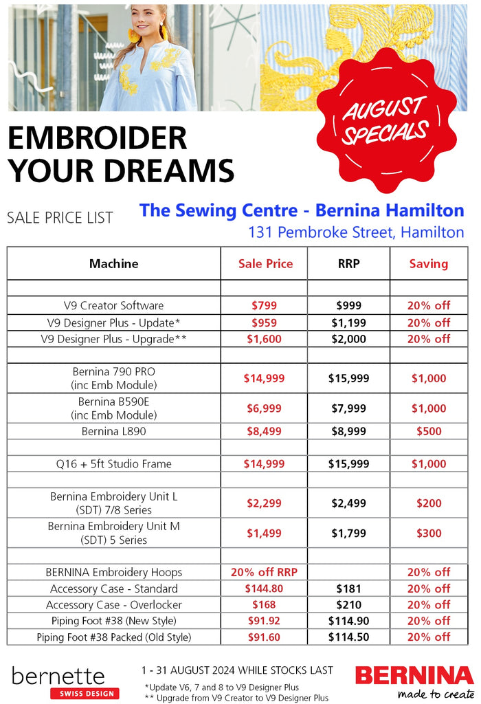 NEWSLETTER – August is Embroidery Month at BERNINA - The Sewing Centre - Bernina Hamilton