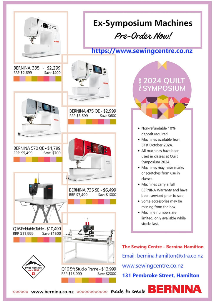 NEWSLETTER – Quilt Symposium Machines 2024 Pre-Sale - The Sewing Centre - Bernina Hamilton