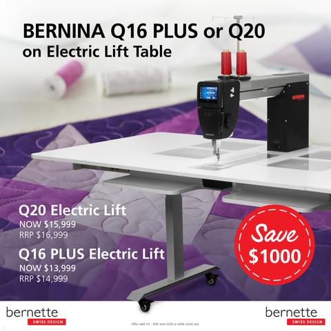 BERNINA Q16 PLUS Long Arm Quilting Machine on Electric Lift Table