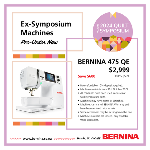 Bernina Ex-Symposium Machine Pre-Order - Bernina  475 QE  luxury quilting machine with jumbo bobbin